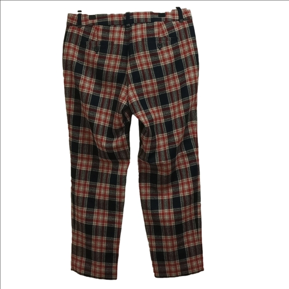 J.CREW CAFE CAPRI RED & BLACK PLAID WOOL CROPPED PANTS - Picture 6 of 9